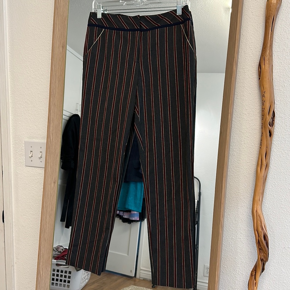 Trina Turk pin striped slacks.